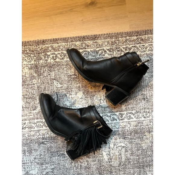 Circus Sam Edelman Jolie Black Fringe Ankle Boots Womens 8 Boho Moto Biker - Picture 8 of 10
